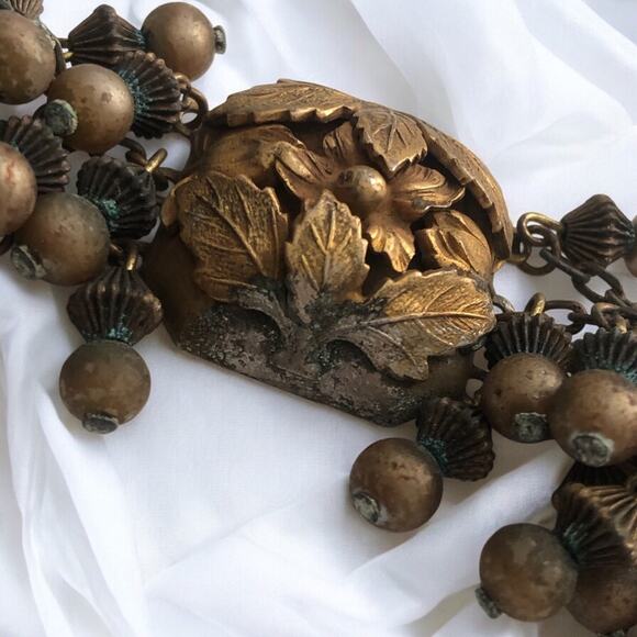 Art Nouveau Repoussé Floral Cluster Bracelet - Picture 8 of 9